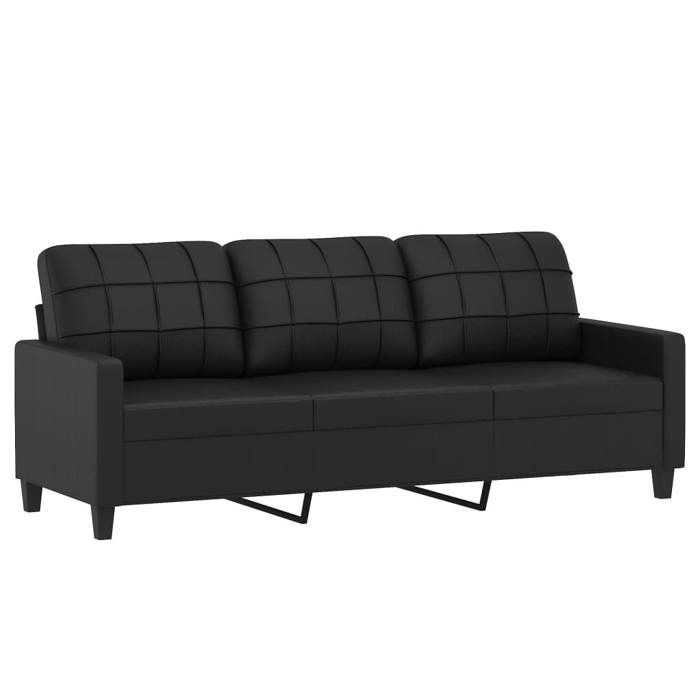 VidaXL Canapé à 3 places Noir 180 cm Similicuir, canapé, canapé de salon, canapé à trois places, canapé rembourré, sièges de 359122