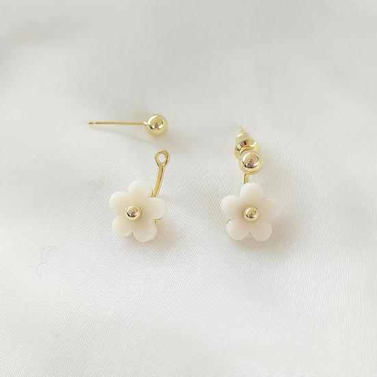 1 Pair Ear Studs All-match Accessories Flower Alloy Double Side Earring for Party