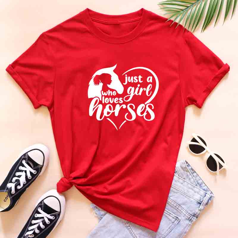 Just A Girl Who Loves Horses TShirt Funny Cowgirl Rodeo Graphic Tee Top Fashion New Years Country Girl Equestrian Tee Shirts