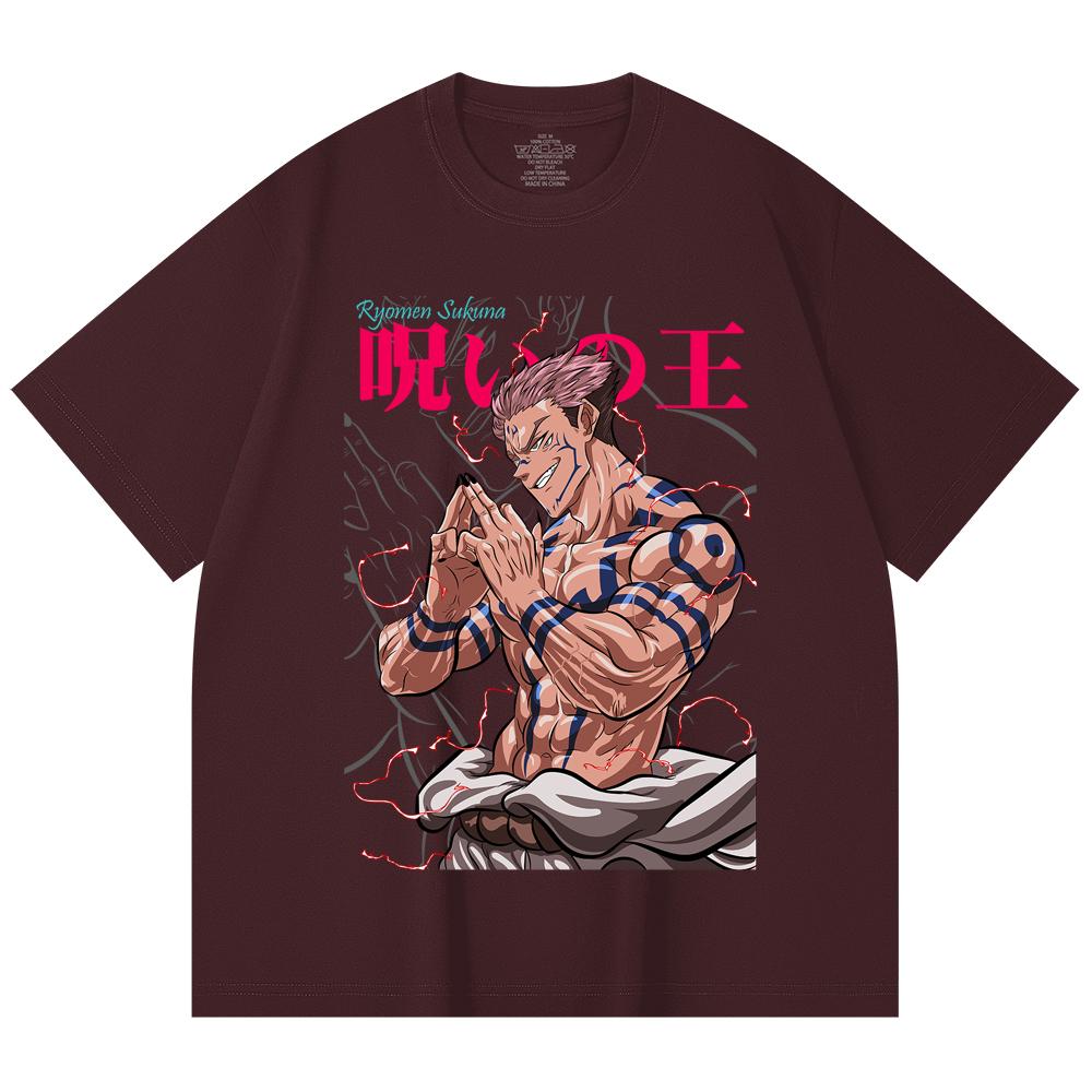 

230 Gsm 100% Cotton Jujutsu Kaisen V46 Sukuna Print Unisex Heavy Cotton T Shirt 2XL