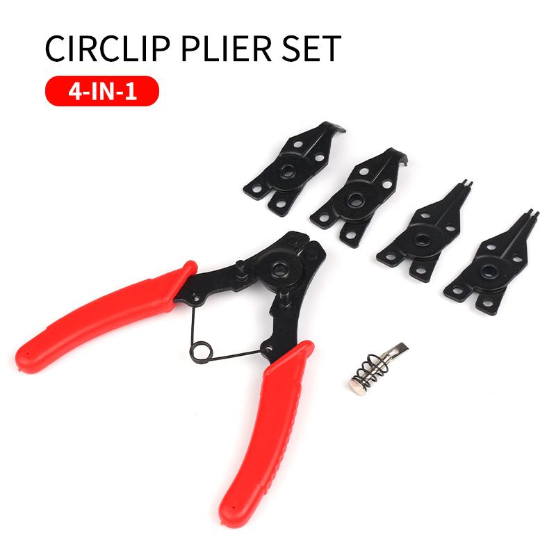 

наши в одном красные плоскогубцы для стопорных колец, четырехголовые плоскогубцы для стопорных колец, плоскогубцы для пружин с защелкой, вал с пружиной для разборки и сборки