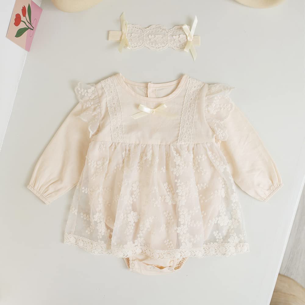 Baby Clothes Clothes Girls Clothes Spring Autumn Long Sleeve One Piece with Skirt Hair Ornament Girls Casual Everyday Wear Dress Wedding Shrine Visit