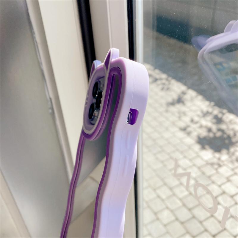 Ins Korean Cute 3d Cartoon Cat Ears Make Up Mirror Phone Case For Iphone 14 13 12 11 Pro Max Silicone Shockproof Soft Cover
