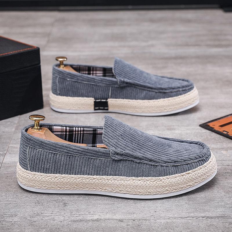 Shoes men's shoes summer one-pedal overalls single shoes soft-soled corduroy cloth shoes men's low-top breathable casual shoes men