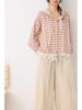Cherry Blossom Plaid Hooded Shirt - Spring/Summer 2026 Collection