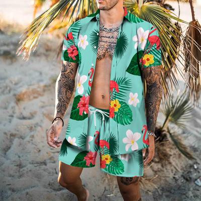 Summer Beach Print Hawaiian Suit Men's Shirt 3D Print Loose Casual Short Sleeved Beach Shorts Shirt Holiday Fashion Two-piece Set