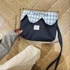 Cloth Flower Drawstring Bag Plaid Bundle Pocket Lightweight ins Shoulder Bag  Outdoor