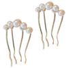 Elegant Metal Imitation Pearls Hairpins With Geometric Cutouts Secure Grip U-shaped Hair Pins For Updos And Styling