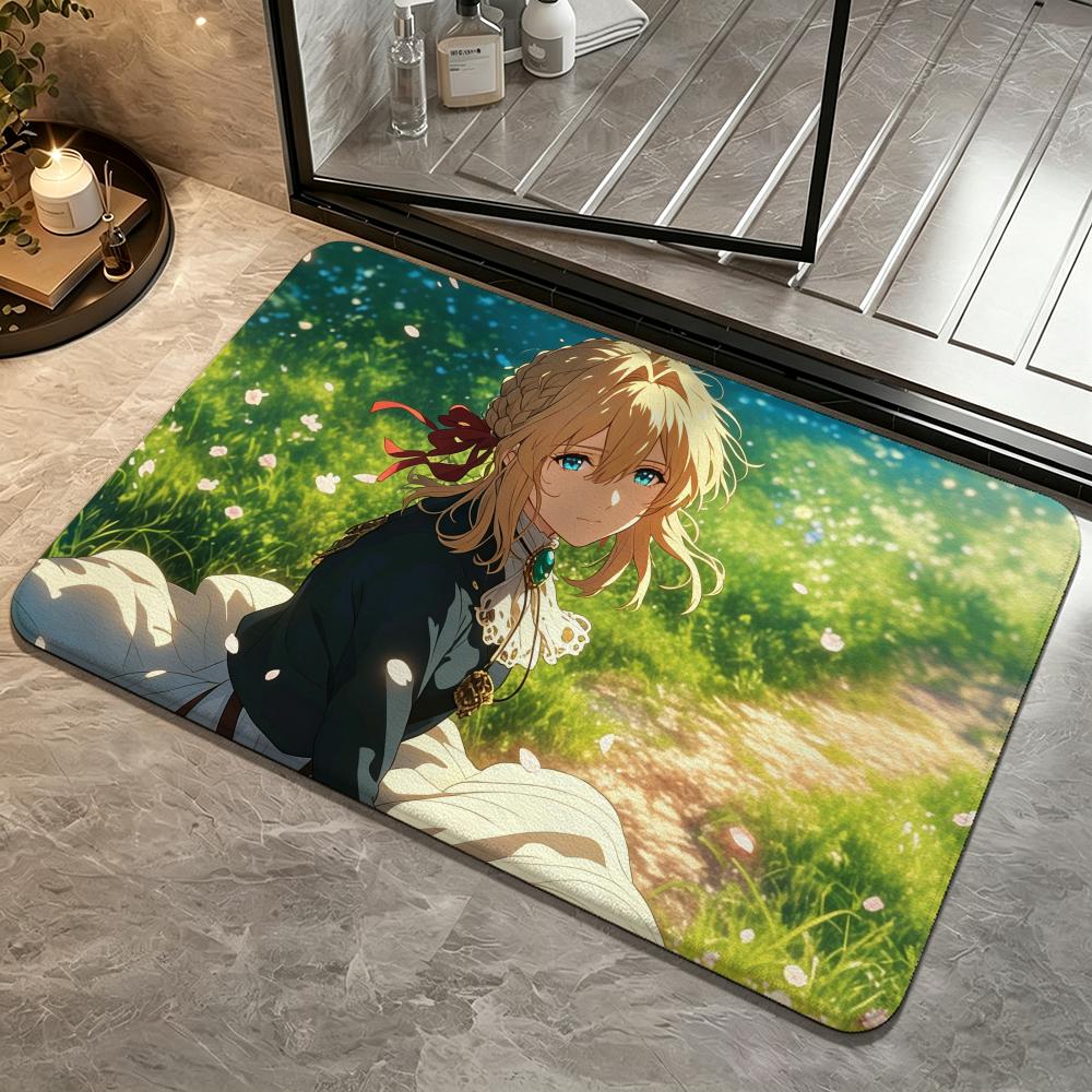 Anime-Violet EvergardenS Floor Mat Bedroom Carpet, Bathroom Foot Mat, Doormat, Non-Slip Absorbent Multi-Use