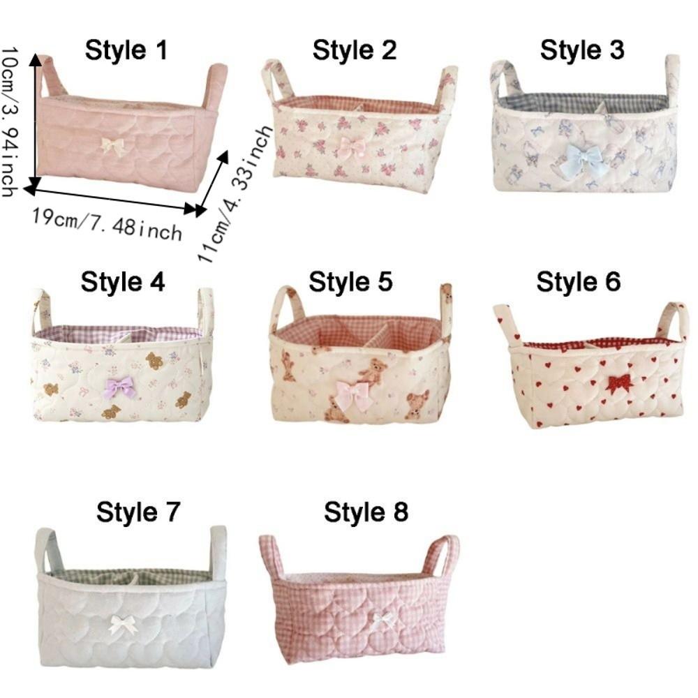 Cotton Small Quilted Storage Basket Square Cosmetic Organizer Home Supplies