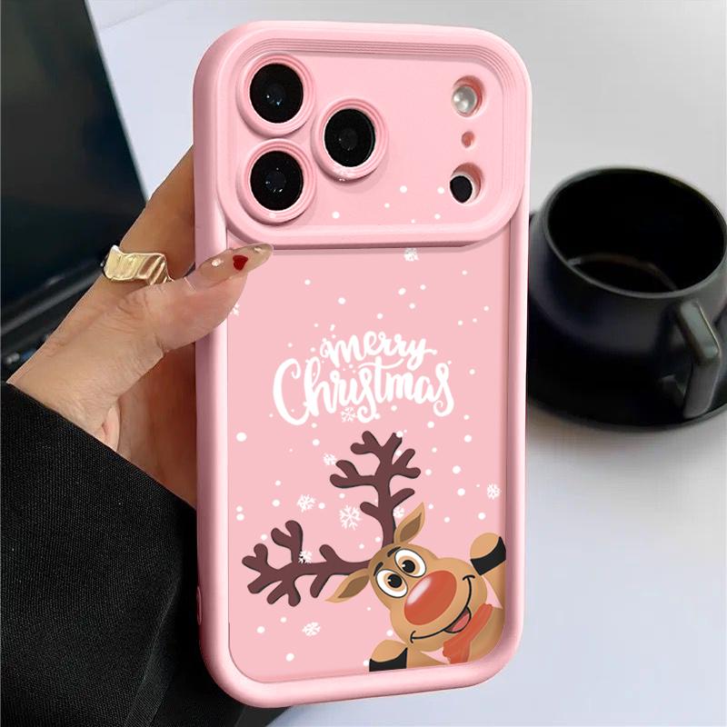 Cute Christmas Elk Pattern Case For iPhone 17 Air 16e 16 15 14 Pro Max 13 17 Pro Max 17 Pro 17 Shockproof Soft TPU Silicone Phone Cover Funda