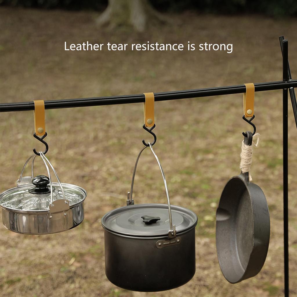 8 Pack PU Leather S Hooks No Drilling Hanging Hooks Leather Straps with Hooks Multifunctional S Hooks Set for Hanging