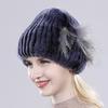 New Knitted Rex Rabbit Fur Hat For Women Winter Warm Natural Fur Hats Thick Outdoor Girl Fashion Real Rex Rabbit Fur Caps