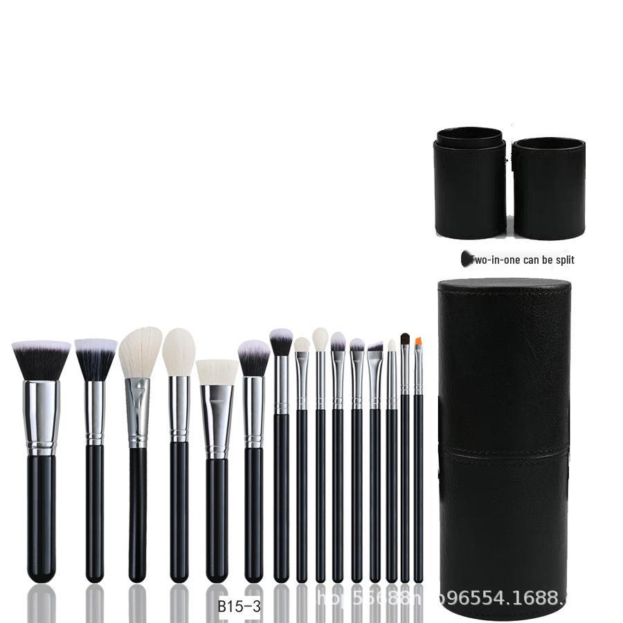 Cangzhou 15-Piece Animal Hair Makeup Brush Set: Eye Shadow & Foundation Brushes