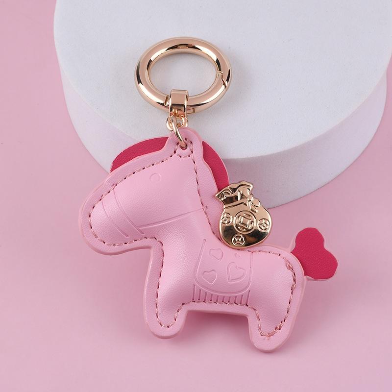 Pregevole Ciondolo Scuola in Pelle Cartoon - Portachiavi con Ciondolo Cavallo Carino Regalo