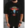 Klassisches Boston Rock Band Muster T-Shirt von 1987 mit UFO und Don't Look Back Albumcover, Retro 80er Musik-Enthusiasten Outfit