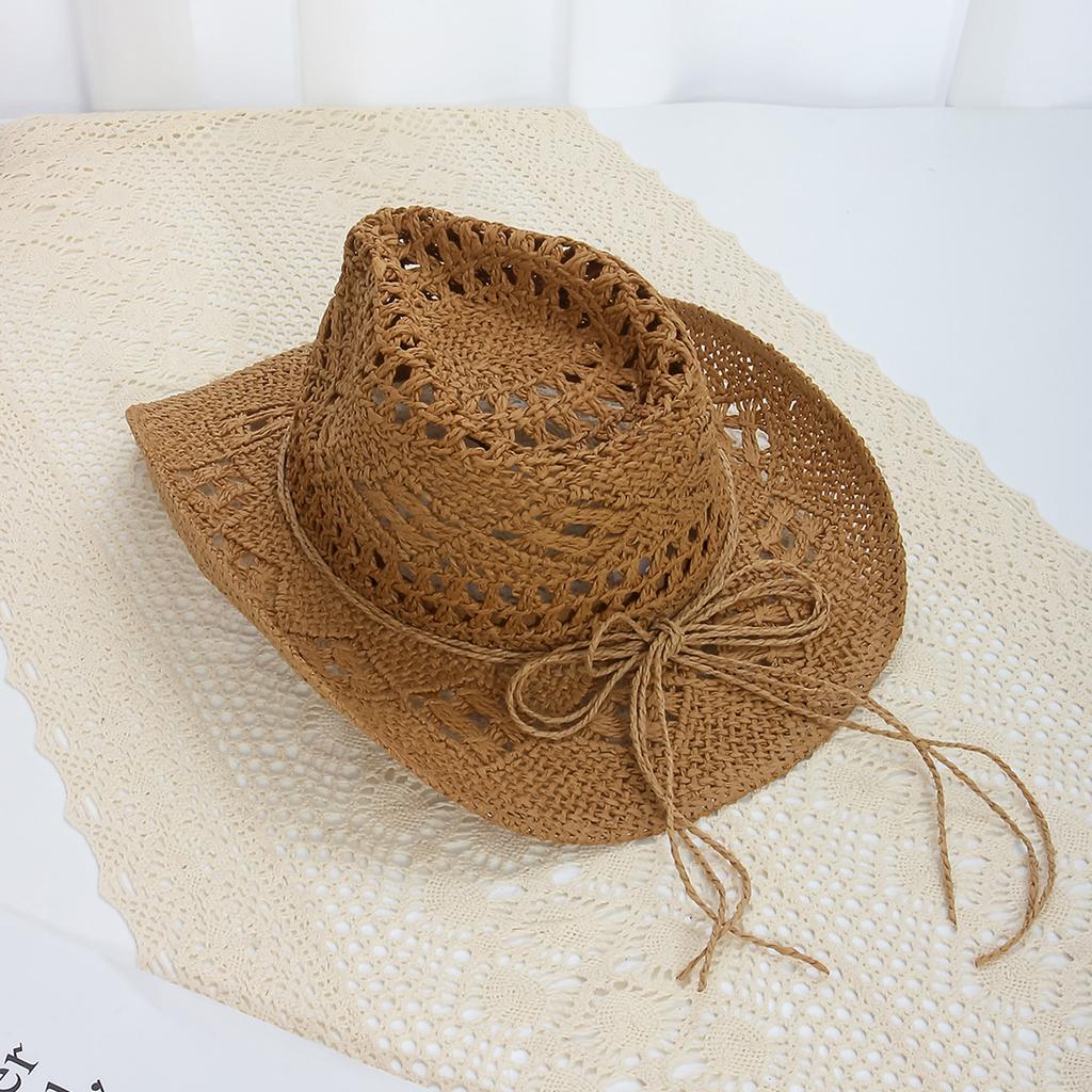 Summer Woven Denim Hat Outdoor Sun Shading and Sun Protection Straw Hat Women's Hollowed Out Large Eave Beach Hat