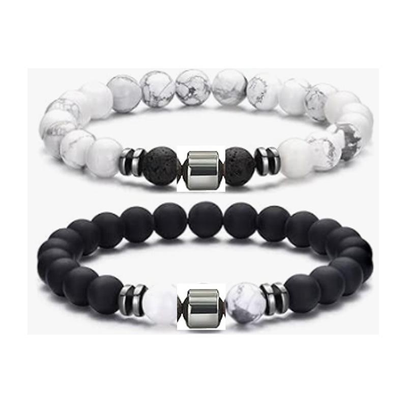 Volcanic Stone & Tiger Eye Lapis Agate Bracelet Set - Fashionable and Simple Style