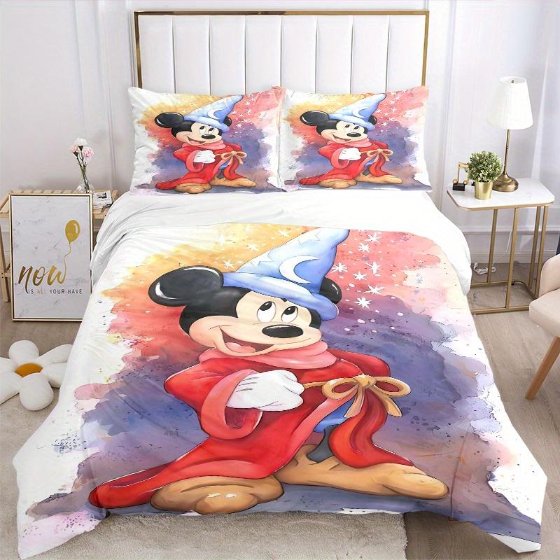 3pcs Mickey Mouse Sorcerer's Apprentice Design Bedding Set, Including 1 Quilt Cover and 2 Pillow Shams, Without Filling, Soft and Comfortable Hom