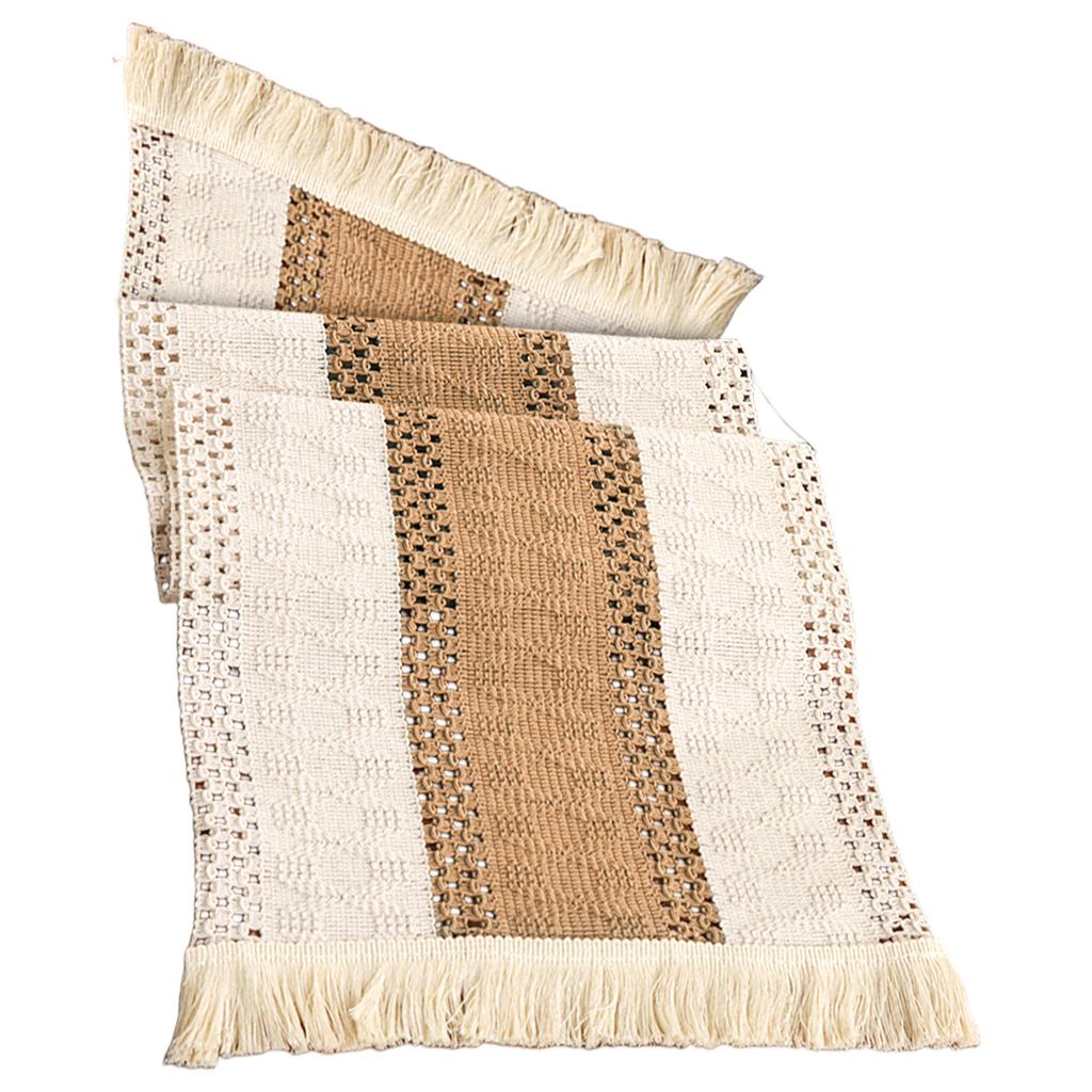 30x140cm Tassels Trimmed Table Cloth Polyester Materials Washable Textured Designs for Festival Setting