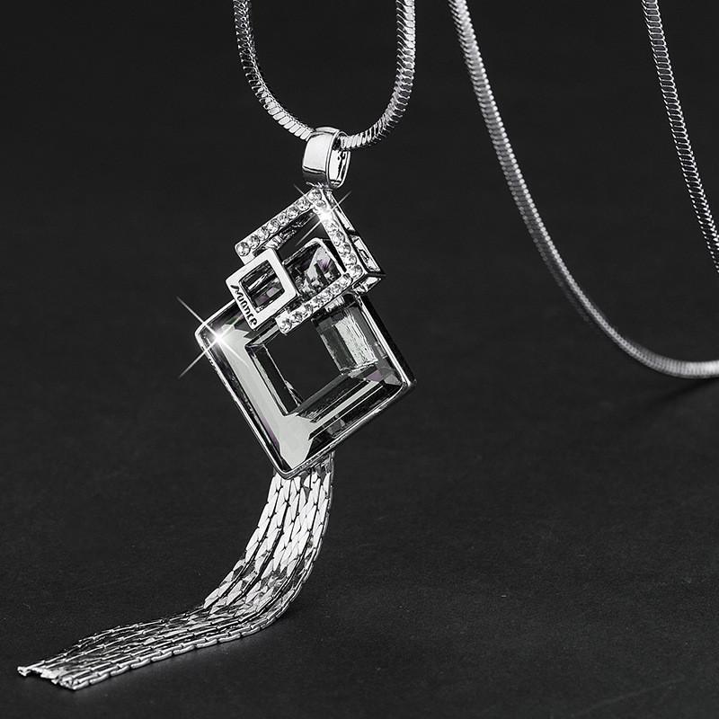 Trendy Sweater Long Necklace For Women Distinctive Geometric Style Crafted From Titanium Steel