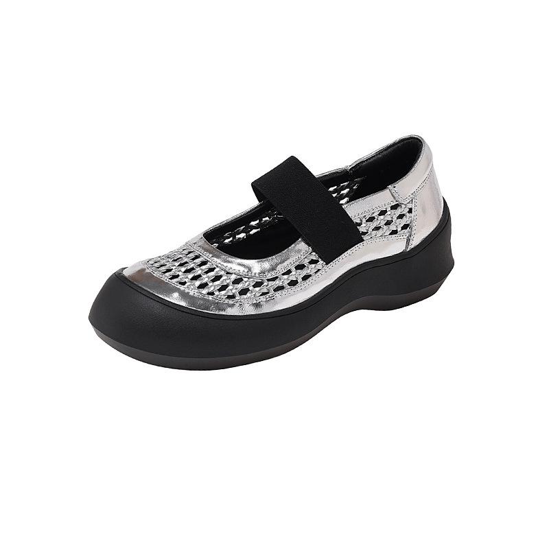 

Сокровище городского магазина! Чувство, будто наступил в дерьмо! Туфли-лодочки с плетеным полым узором на одной педали, женские, с круглым носком и толстой подошвой, туфли Мэри Джейн 40 серебряный