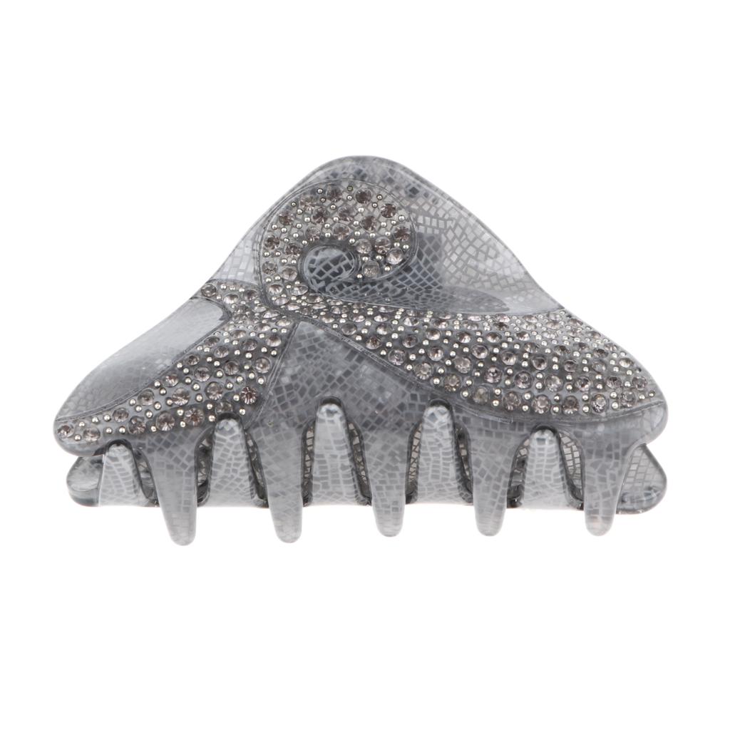 Fashion Rhinestone Spring Hair Clamps , Gray, As Described