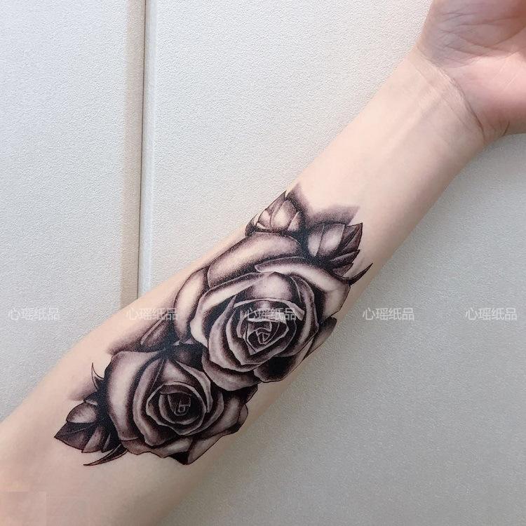 Plain Flower Bohemian Blue Rose Mermaid Waterproof Tattoo Sticker Simulation Water Transfer Sample Sticker
