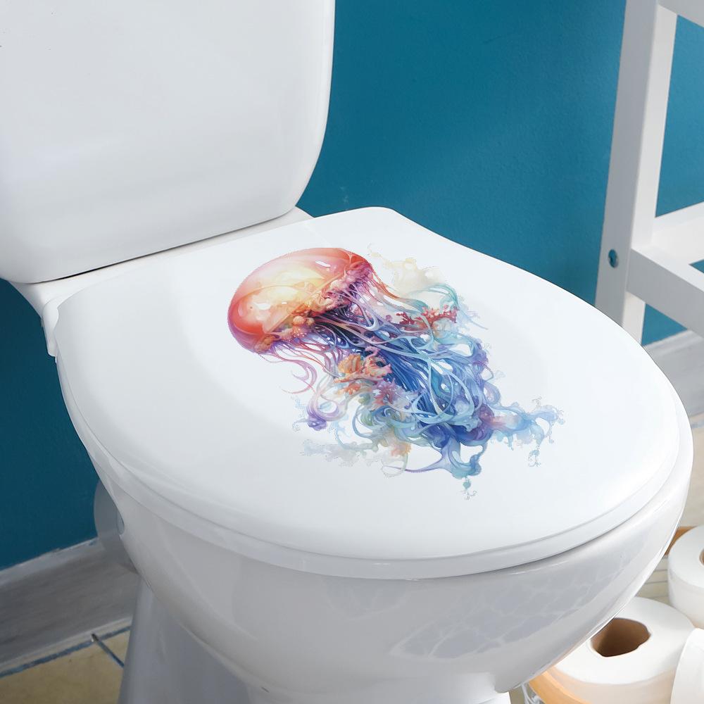 Submarine Dream Jellyfish Toilet with Bathroom Bathroom Home Beautification Wall Sticker