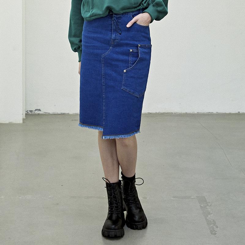 Custom Us Diagonal Cut Modified Hemline Denim Skirt Cxw23Swsk282