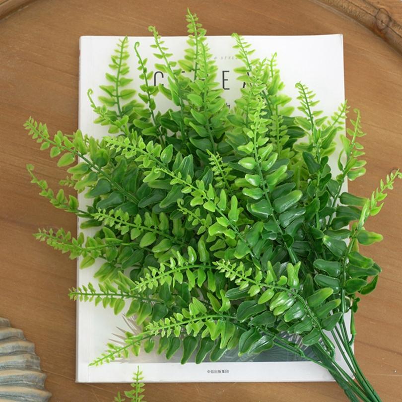 Artificial Plants Plastic Persian Fern Leaf Home Wedding Party Windowsill Decor Floral Accessory Wall Hanging Decorative Product