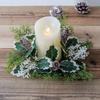 Christmas New Year Table Decoration Leaf Candlestick Wreath Party Home Table Decor Artificial Leave Candle Ring Garland