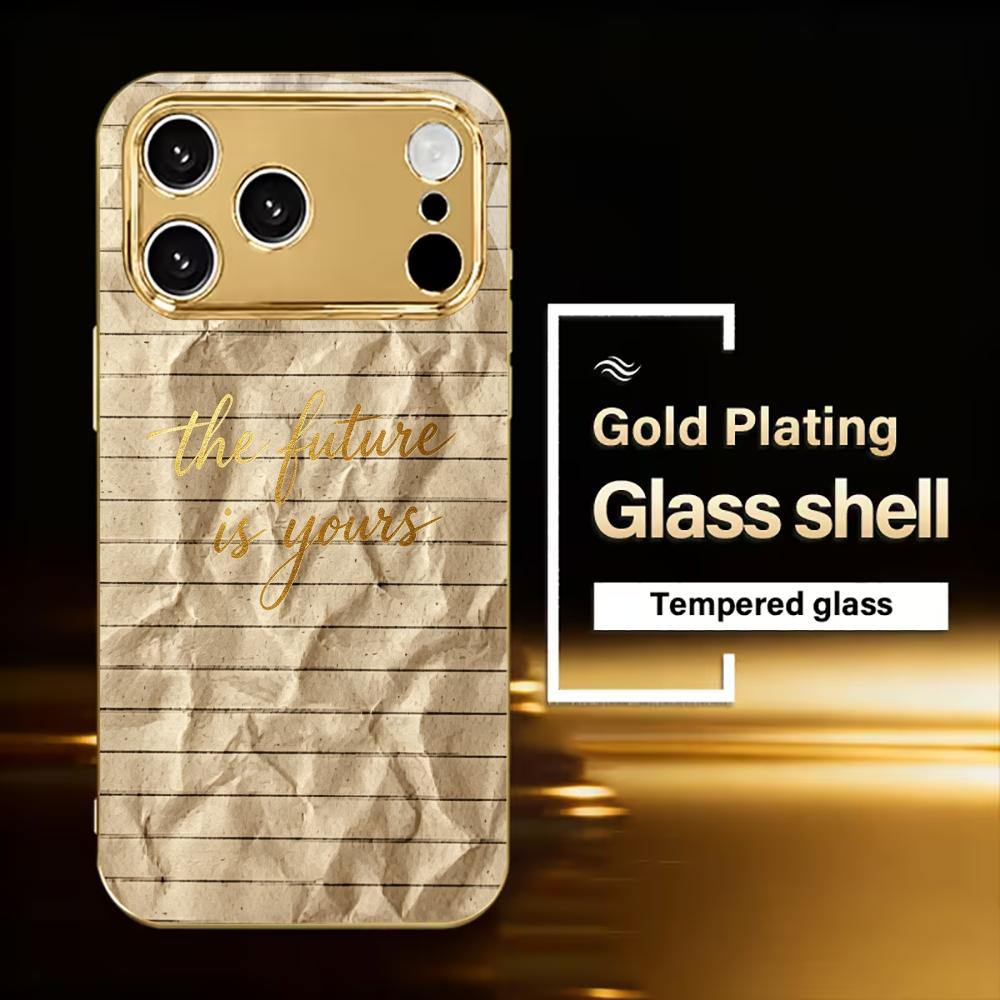 New Golden Quote Paper phone case for funda iphone for iphone 17 pro max cover glass for iPhone 17 16 15 14 13 12pm Pro Plus