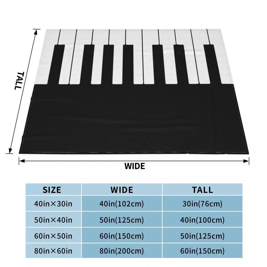 Piano Keyboard Art Knitted Blankets Music Musical Plush Throw Blankets Airplane Travel Printed Ultra-Soft Warm Bedspreads