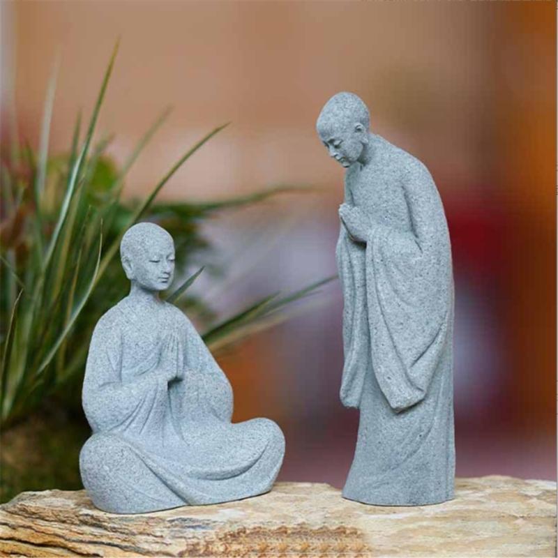 Praying Monk Statue Buddhas Statue Figurines Aquarium Decorations for Garden Outdoor Indoor Ornament Fish Tanks Decors