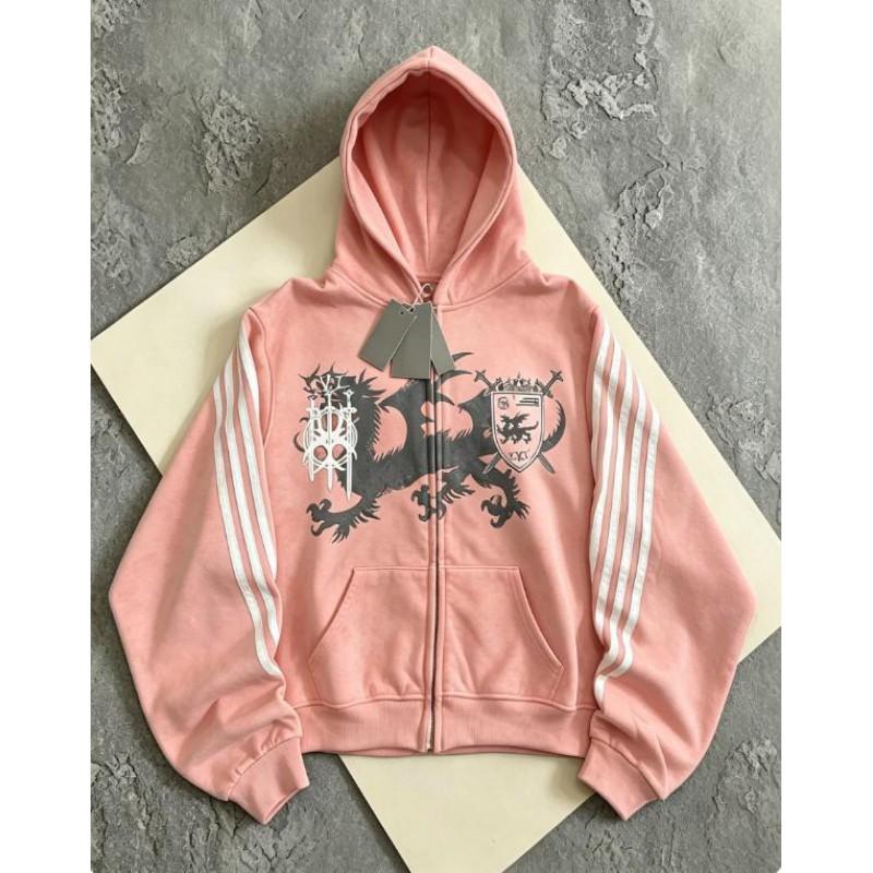 Unisex Streetwear Hooded Zip-Up Sweatshirt 2026 Casual Sportswear With Letter Print