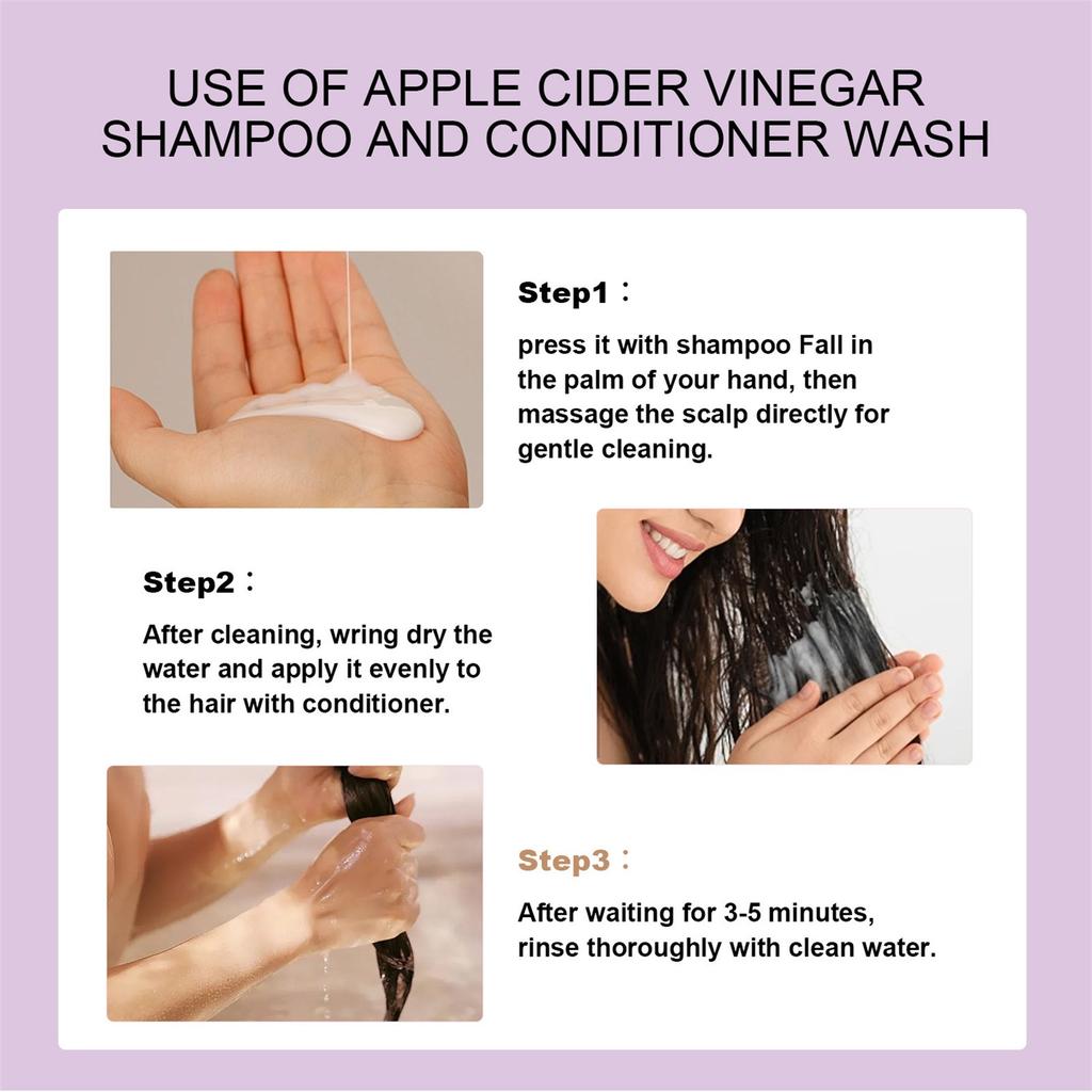 Cider Vinegar Shampoo Set (200ml+200ml) Deep Cleansing Hair Care Shampoo