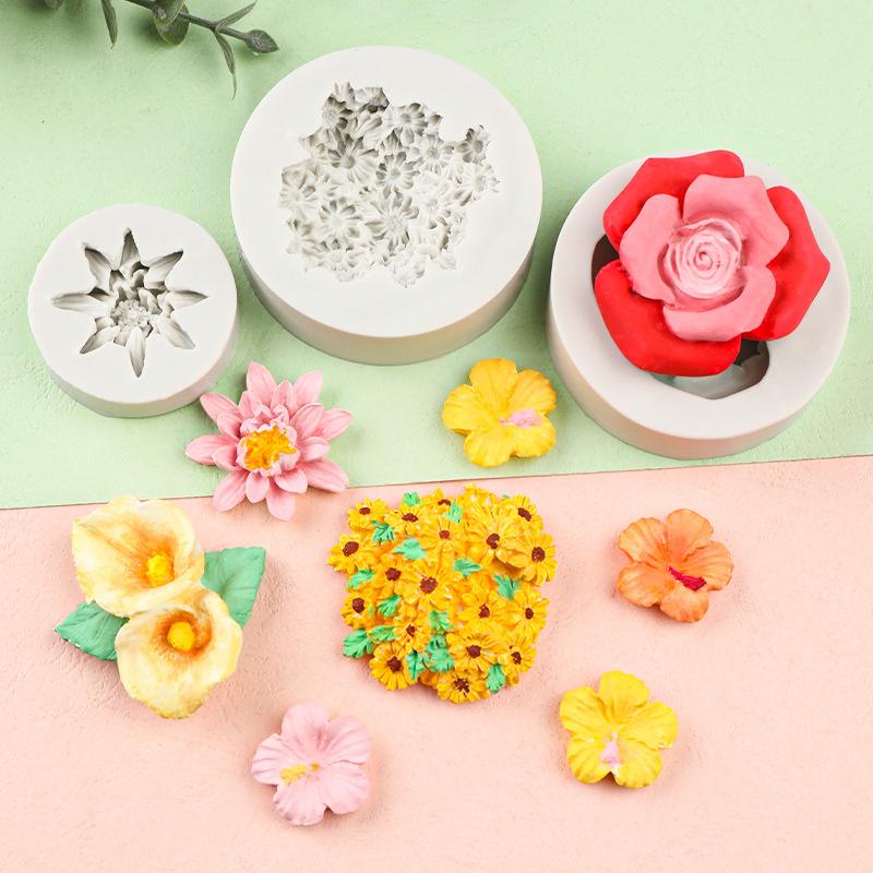 Mini Rose Camellia Daisy Flower Silicone Sugarcraft Mold Cookie Cupcake Chocolate Baking Mold Fondant Cake Decorating Tools