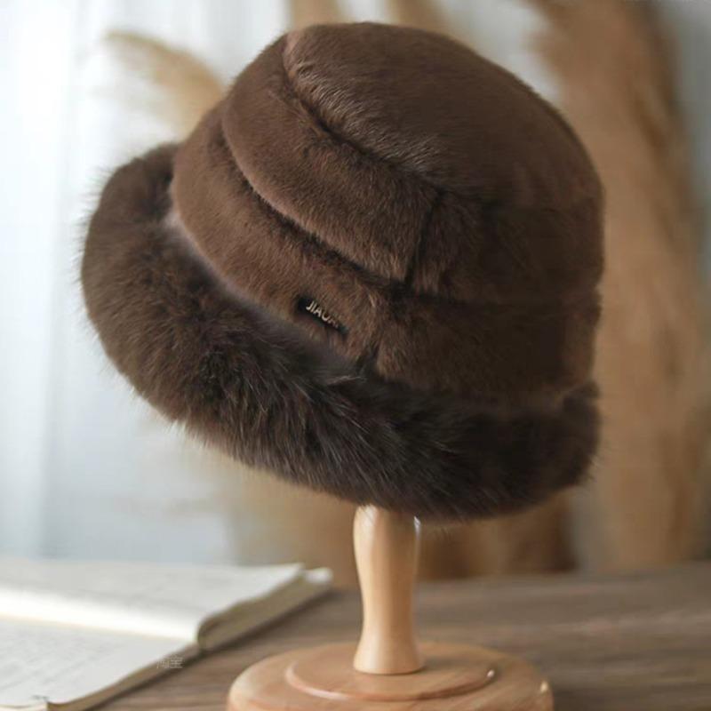Winter Big Head Waist with Plush Fisherman's Hat Ear Protection Korean Edition Thickened Warm Plush Bucket Hat