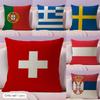 Europäische Nationalflaggen Kissenbezug Natürliches Leinen Bio-Stoff Doppelseitiger Druck Sofa Heimdekoration Geschenk Kissenhülle