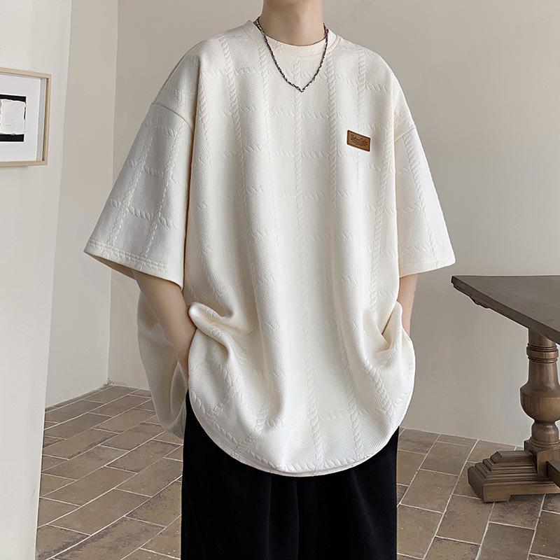 Kayısı Dokulu Bükümlü Erkek Kısa Kollu Tişört - Niş Tasarım, High Street Moda