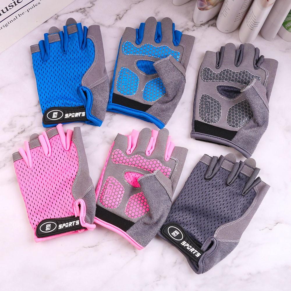 New Children's Cycling Half Finger Gloves Thin High Elastic Outdoor Sports Roller Skating Bicycle Children's Finger Exposed Gloves