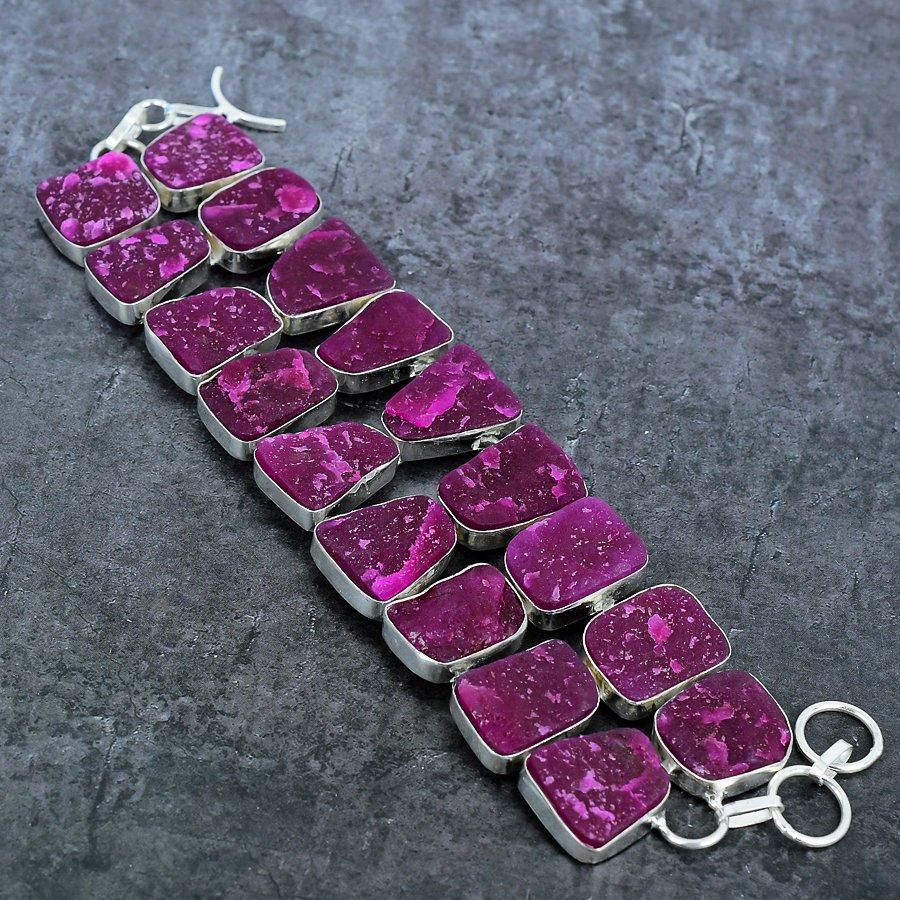 Hememorphite Druzy Handmade 925 Sterling Silver Bracelet 7-8" V6y65