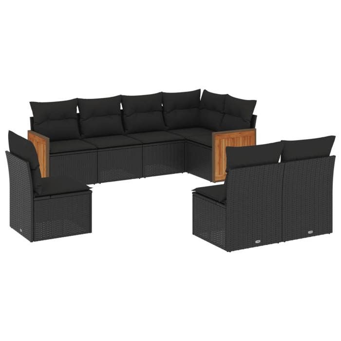 VidaXL Garden Lounge Set with Cushions 8 Pcs, Patio Sofas, Patio Furniture Set, Outdoor Furniture, Black 3227721