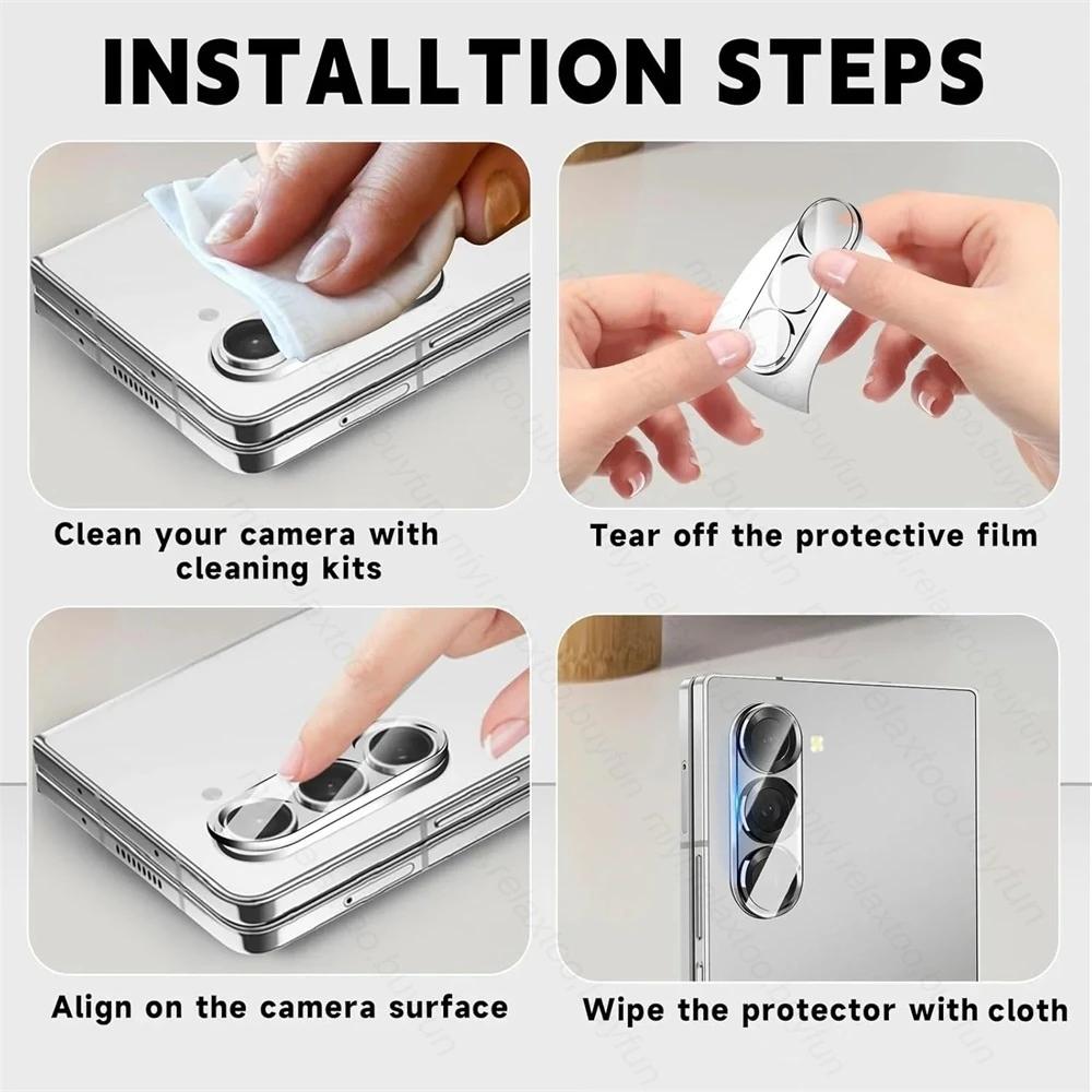 2Pcs High Definition 9H Tempered Glass Curved Camera Lens Protectors Cap for Samsung Galaxy Z Fold 7 6 5 Phone Camera Lens Film