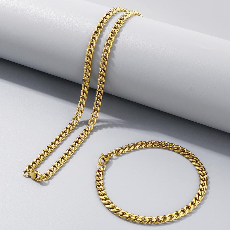 Halskette aus Titanstahl mit dicker Hip-Hop-Kette, Edelstahl sechsseitig geschliffene Kette mit Kettenschmuck