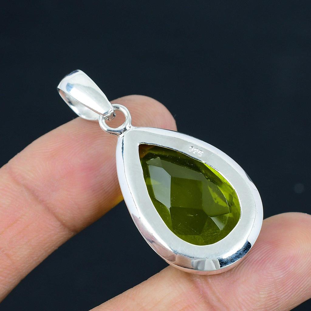 Natural Faceted Peridot Gemstone Pendant, 925 Sterling Silver, Pendant Jewelry, Handmade Silver Pendant Jewelry for Gift, Easter Gift