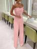 Stylish European & American Feather Strapless Jumpsuit