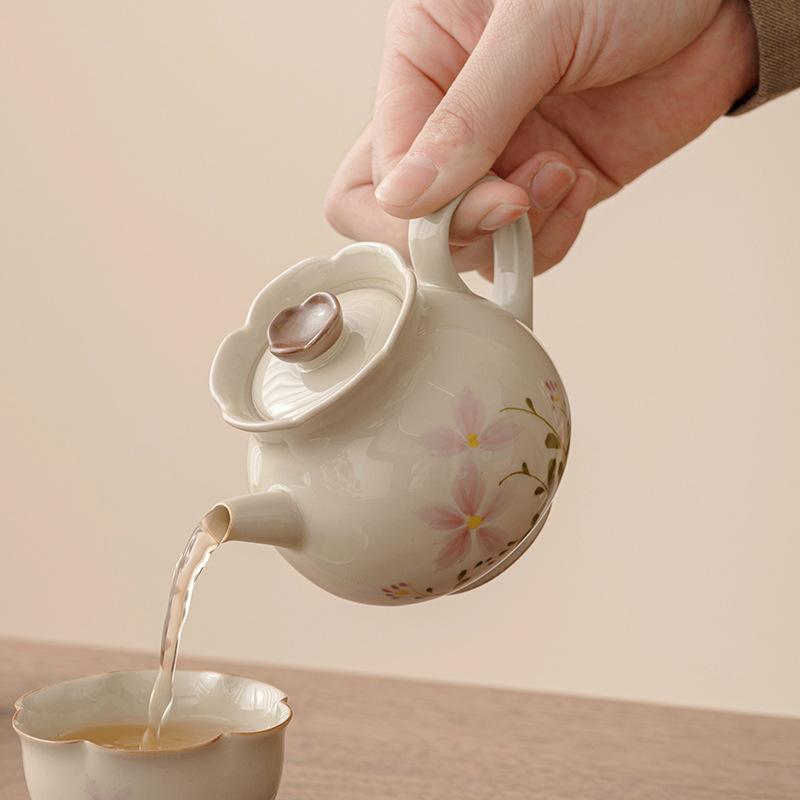 Small Daisy Teapot To Make Tea Household Bud Pot Chinese Ceramic Kung Fu Tea Set Single Pot Tea Maker