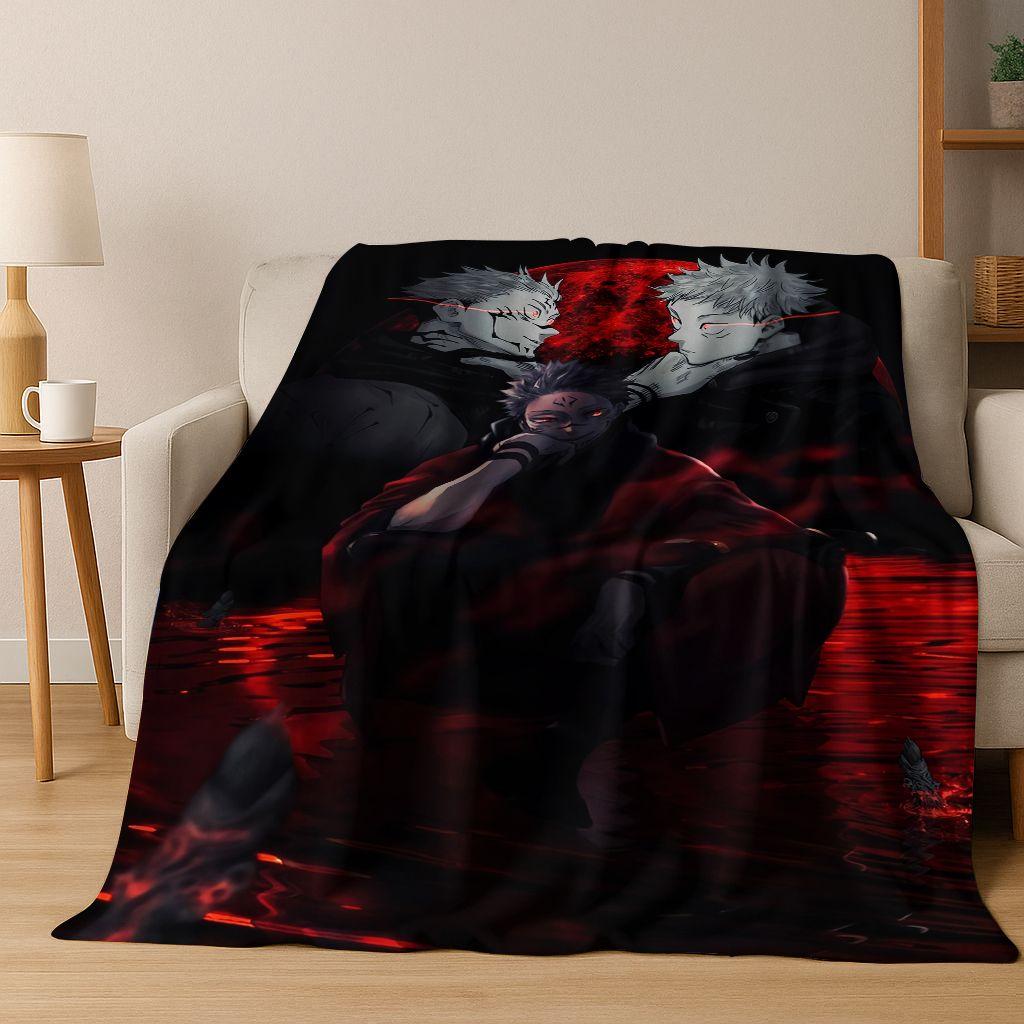 Anime Jujutsu Kaisen Yuji Satoru Cartoon Flanelldecke, Gemütliche Weiche Überwurfdecke für Zuhause Schlafzimmer Bett Sofa Picknick Abdeckung Geschenk Kind
